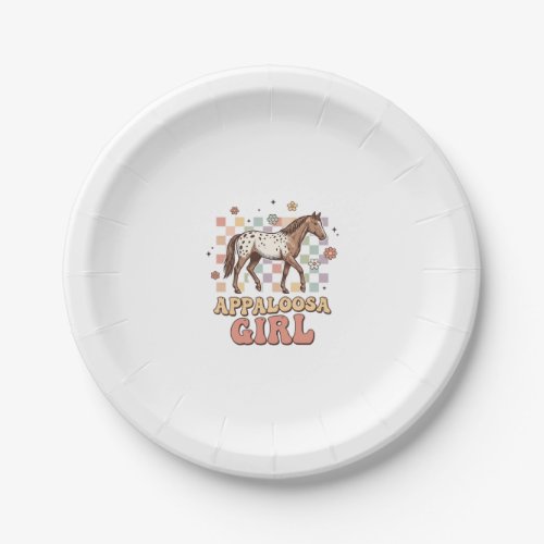 Appaloosa Girl Vintage Horse Western T-Shirt Desig Paper Plates