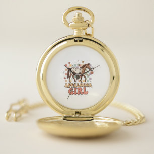 Appaloosa Girl Vintage Horse Western T-Shirt Desig Pocket Watch