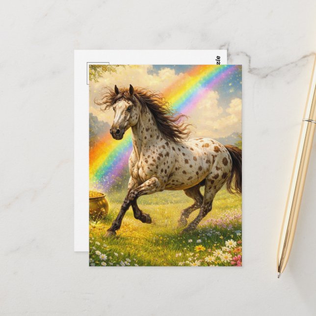 Appaloosa Horse and a pot of Gold Postcard (Front/Back In Situ)