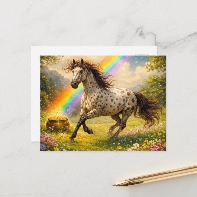 Appaloosa Horse and a pot of Gold St Patricks Day Postcard (Front/Back In Situ)