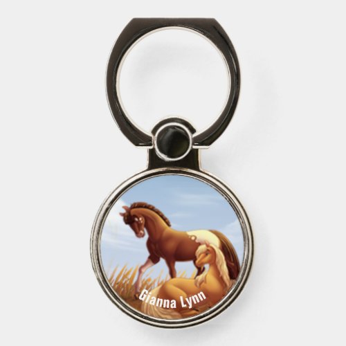 Appaloosa Horse and Palomino Pony Monogrammed Phone Ring Stand