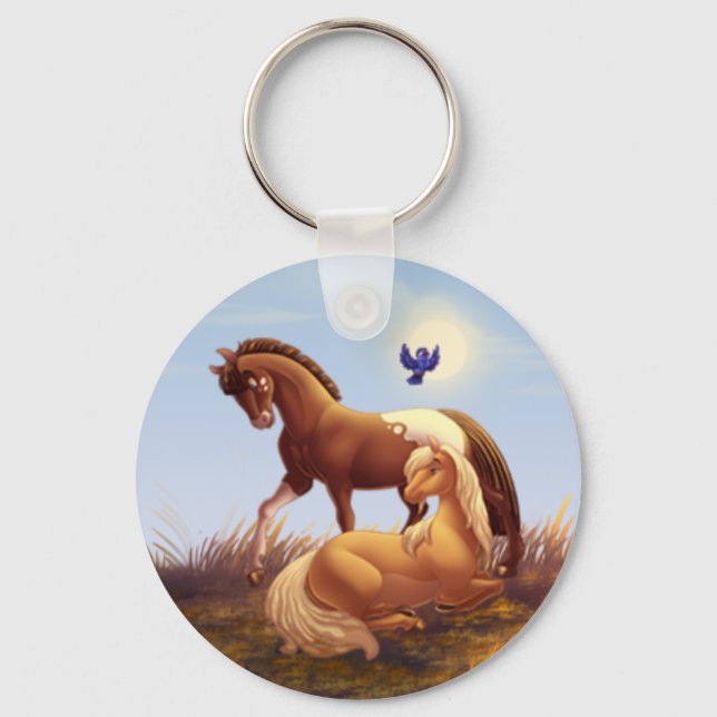 Appaloosa Horse and Palomino Pony Promotional Keychain (Front)