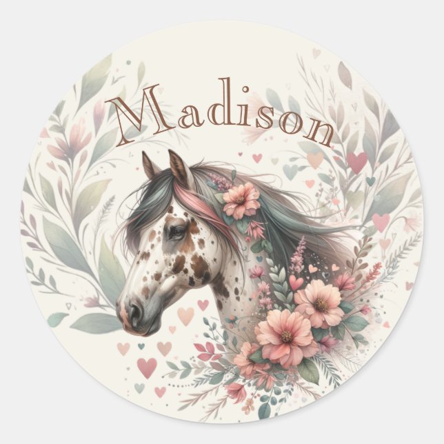Appaloosa Horse Birthday  Classic Round Sticker (Front)