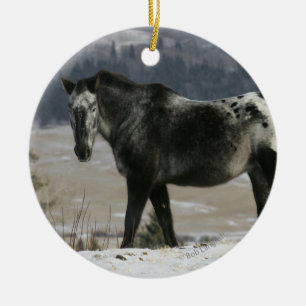Appaloosa Horse in the Snow Ceramic Ornament