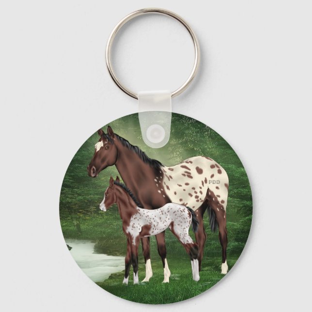 Appaloosa Horse Mare and Foal Keychain (Front)