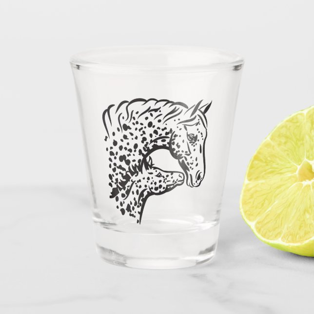 Appaloosa Horse Mare and Foal Shot Glass (Front)