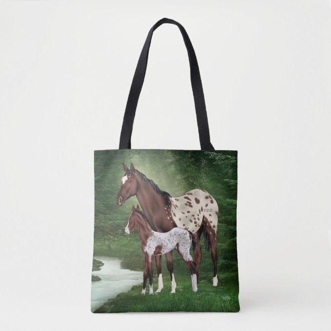 Appaloosa Horse Mare and Foal Tote Bag (Front)