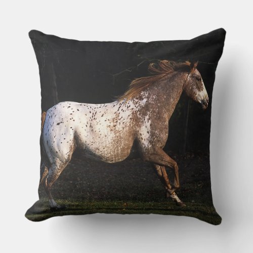 Appaloosa Horse Running 4 Throw Pillow