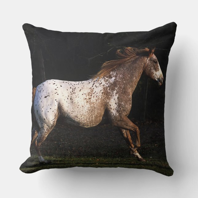 Appaloosa Horse Running 4 Throw Pillow (Front)