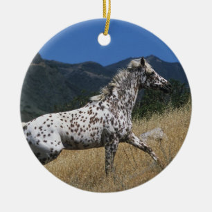 Appaloosa Horse Running up Mountain Ceramic Ornament