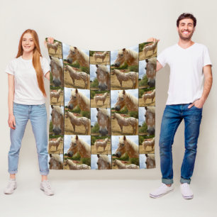 Appaloosa Horses Photo Collage, Medium Fleece Blanket