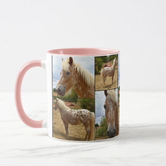 Appaloosa Horses, Photo Collage Pink Coffee Mug. Mug (Left)
