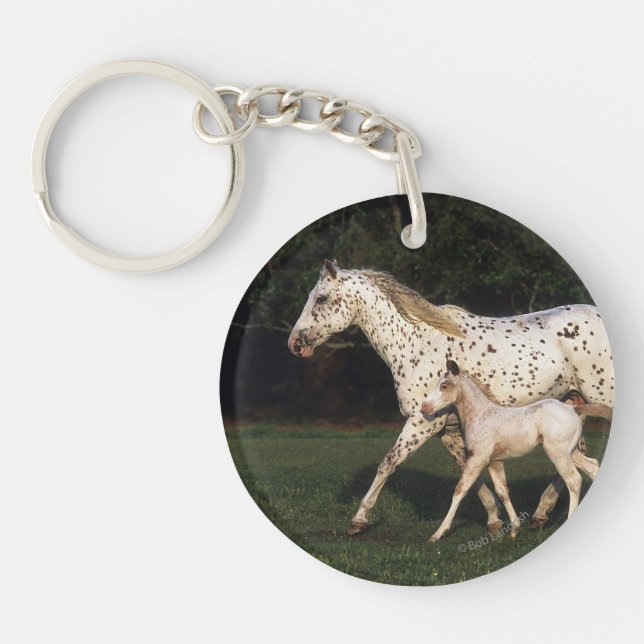 Appaloosa Mare And Foal in Field Keychain (Front)