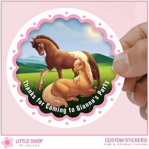 Appaloosa Palomino Pony Birthday Favor  Classic Round Sticker