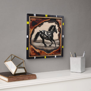 Appaloosa Prairie: Art, Time, Style, Spirit Square Wall Clock