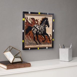 Appaloosa Prairie: Time, Art, Style, Wildness Square Wall Clock