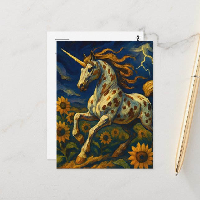 Appaloosa Unicorn in a Storm Postcard (Front/Back In Situ)