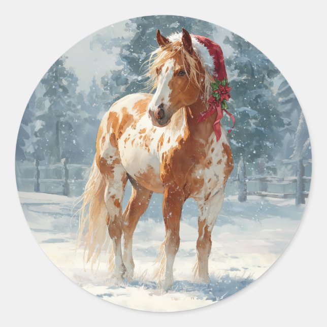 Appalossa Horse Christmas Sticker (Front)