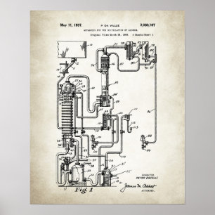 Apparatus for the distillation of alcohol patent Poster