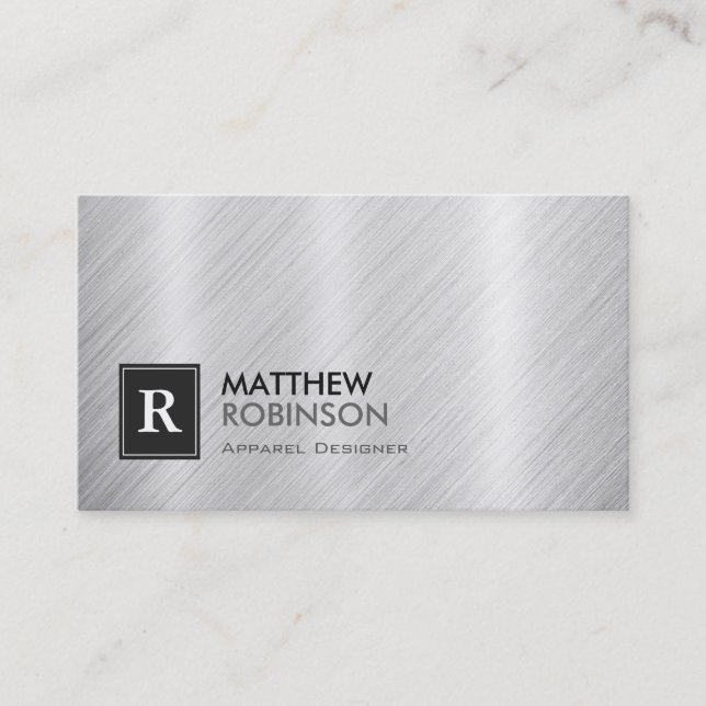 Apparel Designer - Brushed Metal Monogram Business Card (Front)