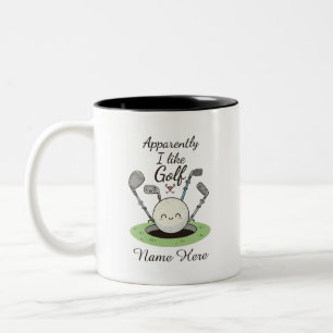 Apparently I Like Golf personalized Name Two-Tone Coffee Mug