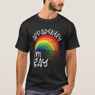 Apparently I'm Gay Stuff LGBTQ Teens Rainbow Heart T-Shirt