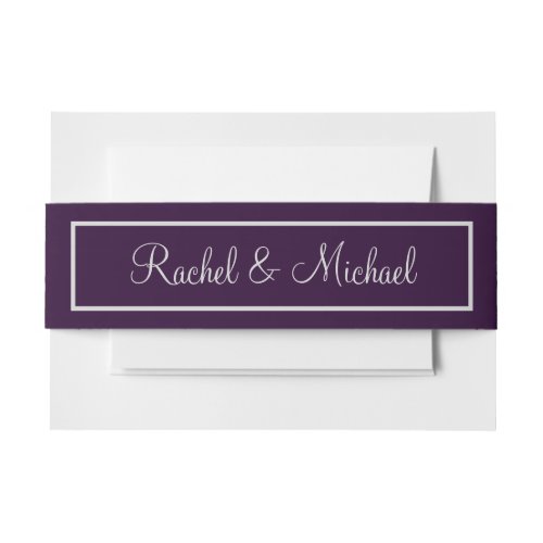 Appealing Plum and Silver Wedding Invitation Belly Band