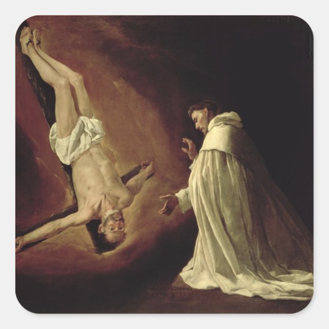 Appearance of St. Peter to St. Peter Nolasco Square Sticker (Front)