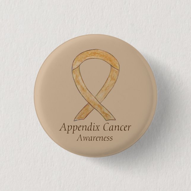 Appendix Cancer Amber Awareness Ribbon Button Pin (Front)