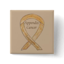 Appendix Cancer Amber Awareness Ribbon Button Pins