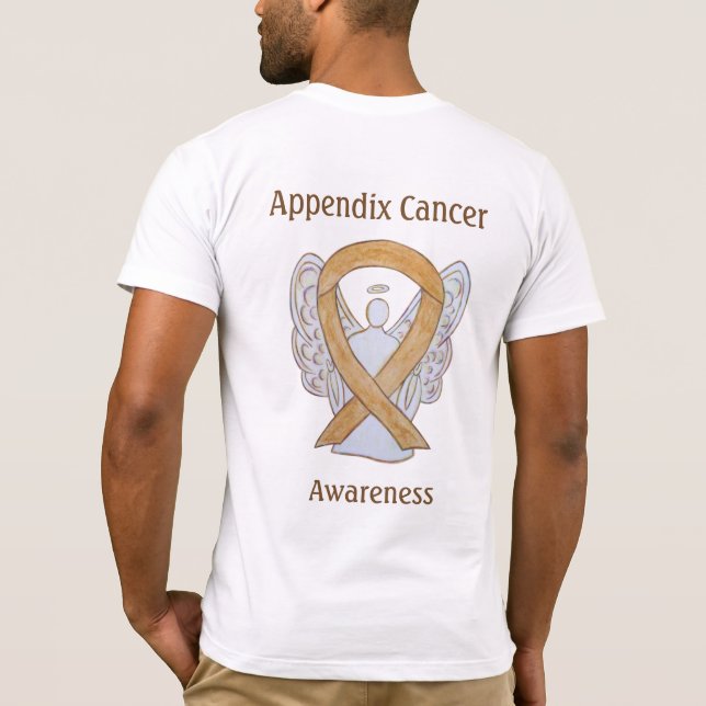 Appendix Cancer Awareness Amber Ribbon Angel Shirt (Back)