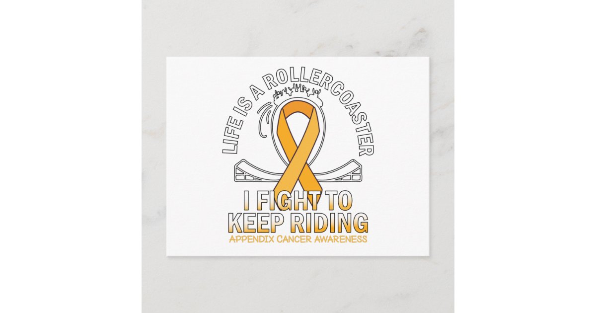 Appendix cancer awareness amber ribbon postcard | Zazzle