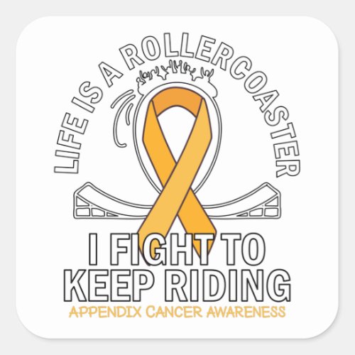 Appendix cancer awareness amber ribbon square sticker