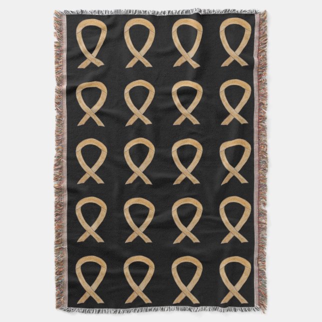 Appendix Cancer Awareness Ribbon Art Throw Blanket (Front Vertical)
