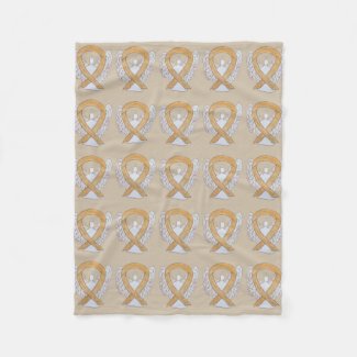 Appendix Cancer Awareness Ribbon Fleece Blankets