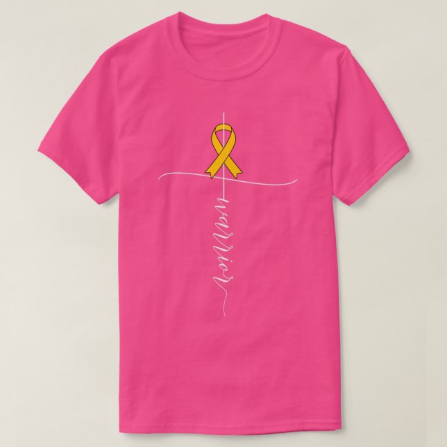 Appendix Cancer Awareness Warrior Amber Ribbon Gif T-Shirt (Design Front)