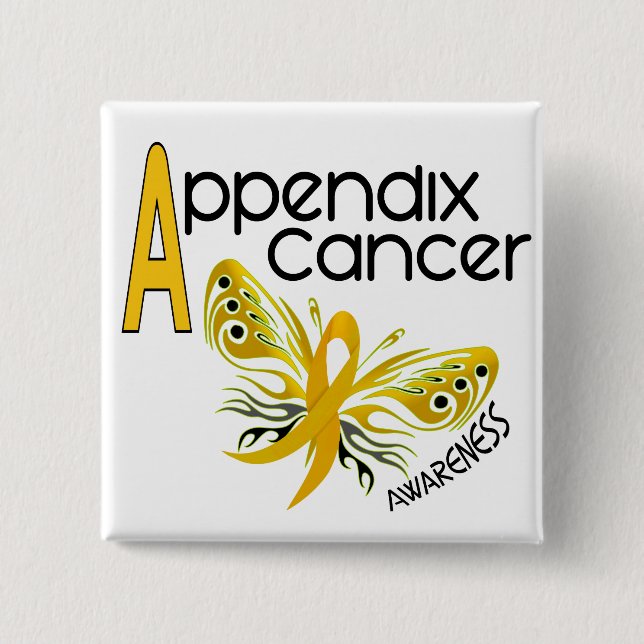 Appendix Cancer BUTTERFLY 3.1 Pinback Button (Front)