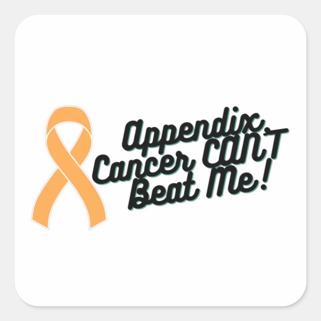 Appendix Cancer CAN'T Beat Me Awareness Square Sticker (Front)