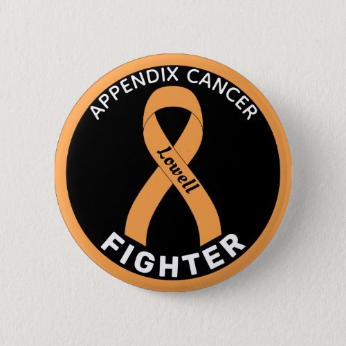 Appendix Cancer Fighter Ribbon Black Button