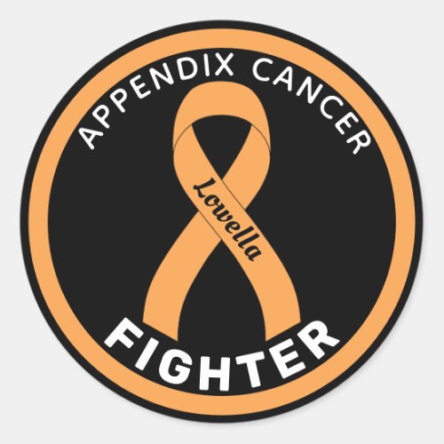 Appendix Cancer Fighter Ribbon Black Round Sticker