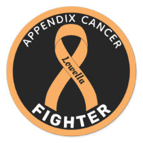 Appendix Cancer Fighter Ribbon Black Round Sticker