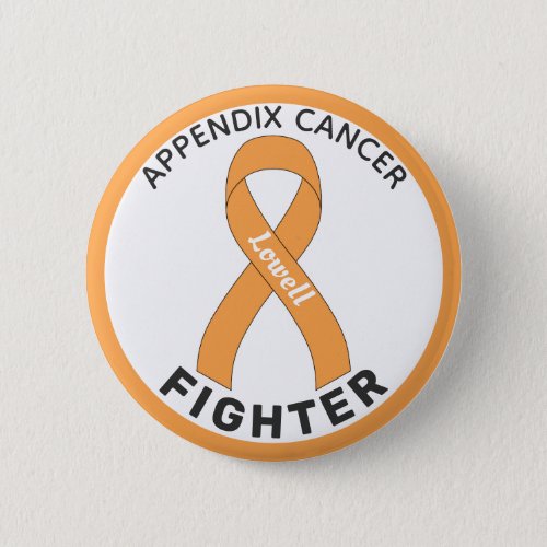 Appendix Cancer Fighter Ribbon White Button