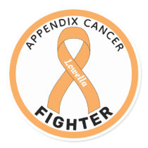 Appendix Cancer Fighter Ribbon White Round Sticker