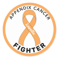 Appendix Cancer Fighter Ribbon White Round Sticker