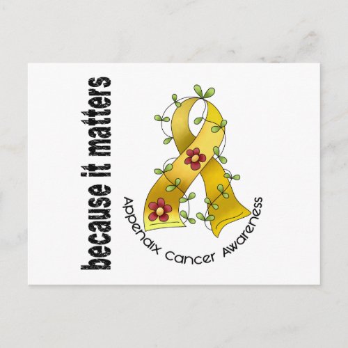 Appendix Cancer Flower Ribbon 3 Postcard