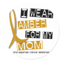 APPENDIX CANCER I Wear Amber For My Mom 37 Classic Round Sticker