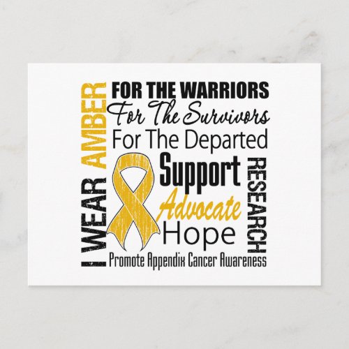 Appendix Cancer I Wear Amber Ribbon TRIBUTE Postcard