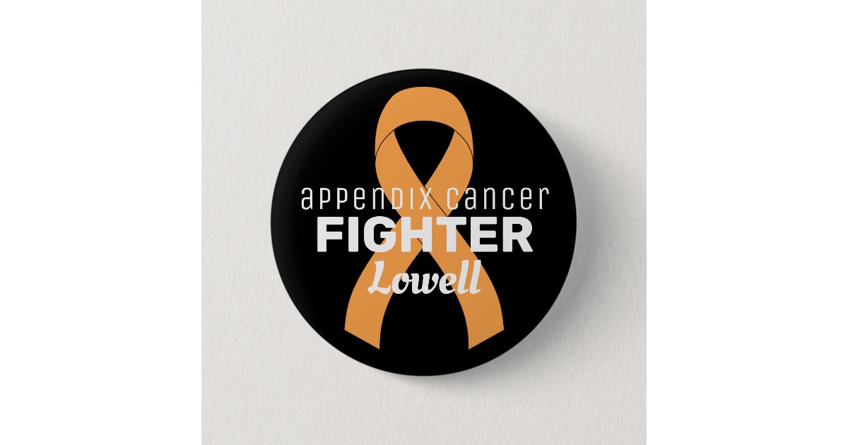 Appendix Cancer Ribbon Black Button | Zazzle
