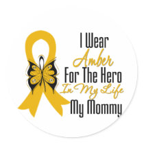 Appendix Cancer Ribbon Hero My Mommy Classic Round Sticker
