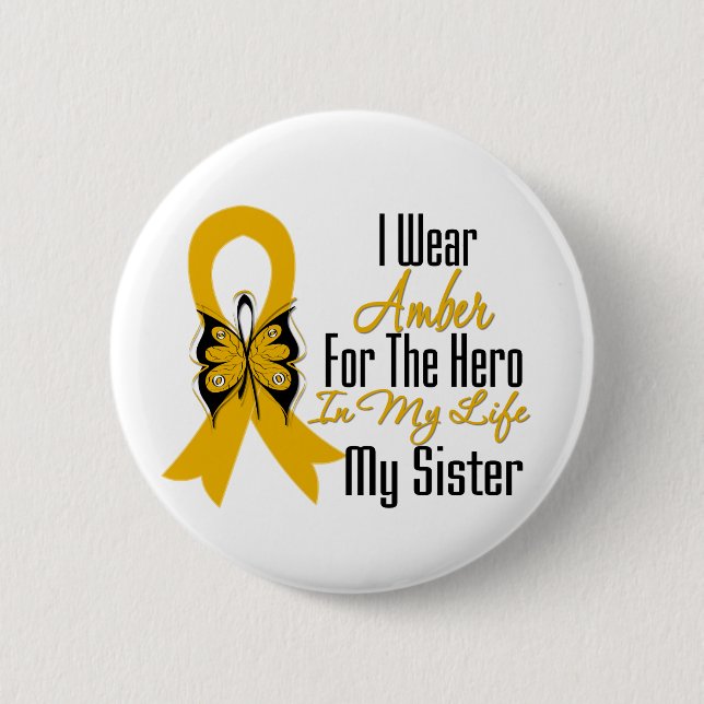 Appendix Cancer Ribbon Hero My Sister Button (Front)